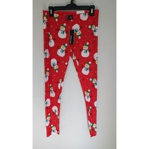 Women's Christmas Leggings Snowman Size L NWT